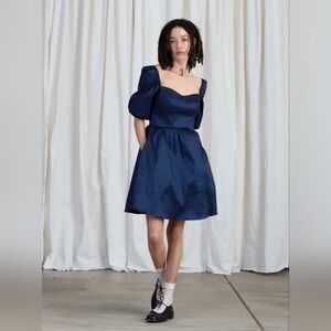 Ali Golden- Women's Elegant Navy Blue Puff Sleeve Dress Size S ,cocktail, Party